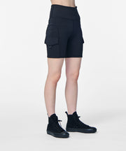 HIGH WAIST SECOND SKIN SEAMED CARGO CYCLE SHORT