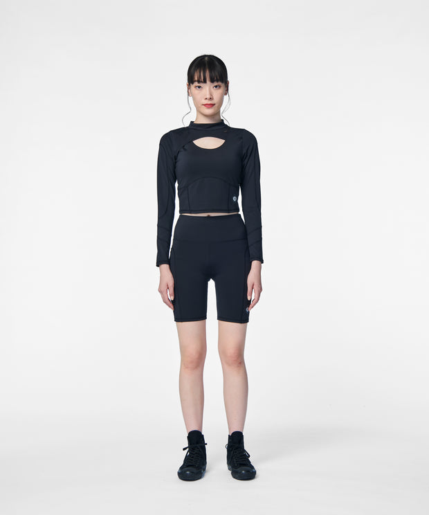 LS SEAMED CUT OUT SECOND SKIN CROP TOP